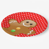 水玉模様付きジンジャーブレッドマン ペーパープレート (アングル)