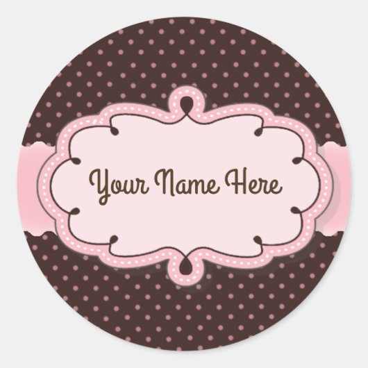 水玉模様付きパーソナライズされたシール/モノグラム ラウンドシール (正面)