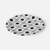 水玉模様円の白黒チェックパターン ペーパープレート (アングル)