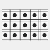 水玉模様円の白黒チェックパターン ラッピングペーパーシート (正面2)