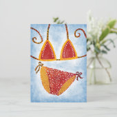 水玉模様列ビキニグリーティングカード カード (スタンド正面)