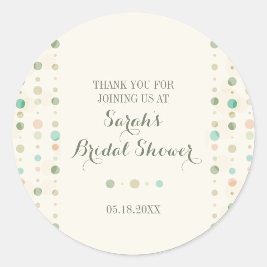 水玉模様列ブライダルウェディングシャワーありがとう ラウンドシール (正面)