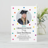 水玉模様卒業紙吹雪カラフルパーティー 招待状 (スタンド正面)