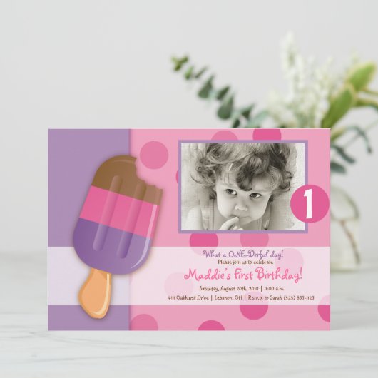 水玉模様及びアイスキャンデー 招待状 (スタンド正面)