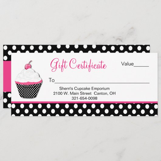 水玉模様及びカップケーキ商品券 (正面/裏面)