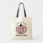 水玉模様及びハロウィーンのカボチャのちょうちんのピンクのトリック・オア・トリート トートバッグ (正面)