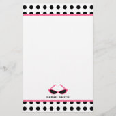 水玉模様及びレトロのピンクのサングラス 便箋 (正面)