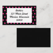 水玉模様名刺(ブラック&ネオンピンク) 名刺 (正面/裏面)