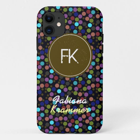 水玉模様名前をカスタムするとイニシャル Case-Mate iPhoneケース (裏面)