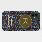 水玉模様名前をカスタムするとイニシャル Case-Mate iPhoneケース (裏面(横))