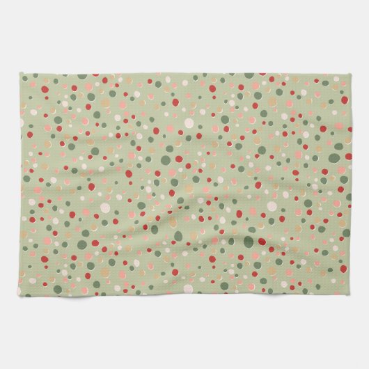 水玉模様名門私立校風のクリスマスおもしろい休日 キッチンタオル (横)