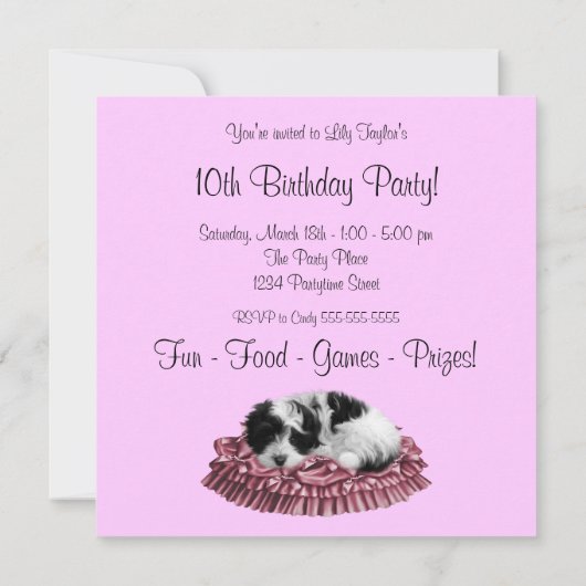 水玉模様子犬ガール10thバースデーパーティー 招待状 (裏面)