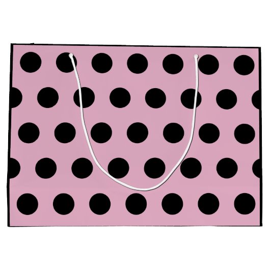 水玉模様抱き枕 – 大(ピンクと黒) ラージペーパーバッグ (裏面)