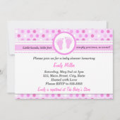 水玉模様招待状ベビーガールシャワーピンク 招待状 (正面)