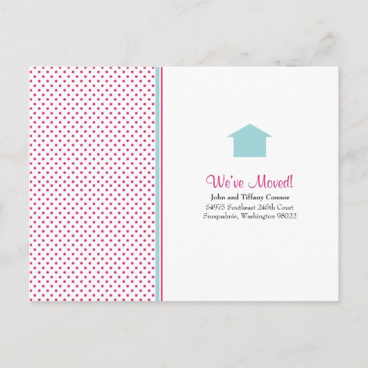 水玉模様新しいホームポストカード 案内ポストカード (正面)