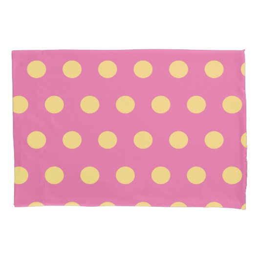 水玉模様枕ケース(ピンクとソフトイエロー) 枕カバー (正面左)