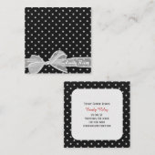 水玉模様模様の白い弓 スクエア名刺 (正面/裏面)