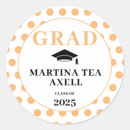 水玉模様歓迎の卒業 ラウンドシール