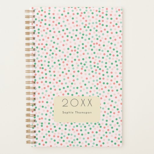 水玉模様水カラーパステル新年 プランナー手帳 (正面)