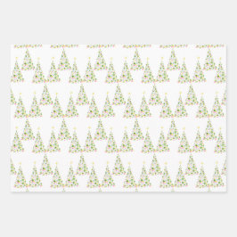 水玉模様水彩クリスマスツリー ラッピングペーパーシート