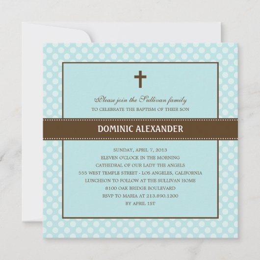 水玉模様洗礼/《キリスト教》洗礼式や命名式招待状 招待状 (正面)