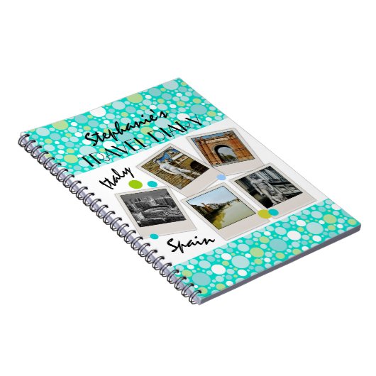 水玉模様熱狂するカスタム旅行日記と写真 ノートブック (右側)