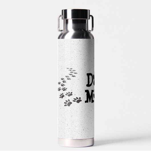 水玉模様犬のママの足跡 ウォーターボトル (正面)