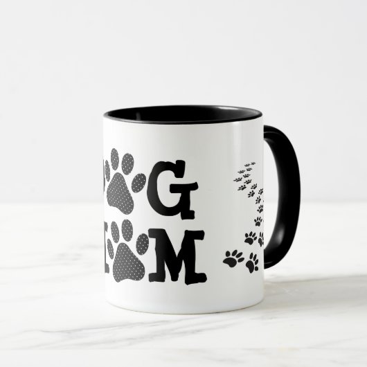 水玉模様犬のママの足跡 マグカップ (正面右)