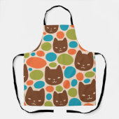 水玉模様猫柄 エプロン (正面)