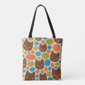 水玉模様猫柄 トートバッグ (裏面)