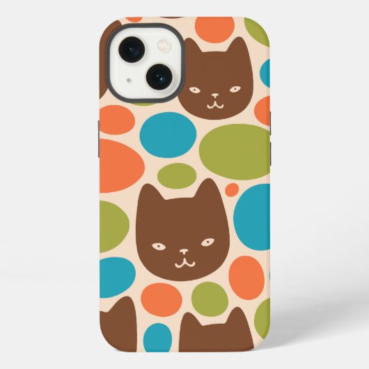 水玉模様猫柄 iPhoneケース (裏面)