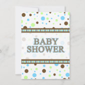 水玉模様男の子のベビーシャワーの招待 招待状 (裏面)
