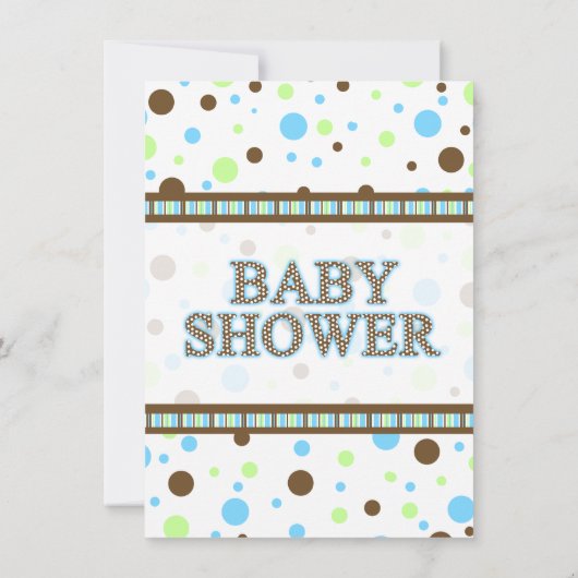 水玉模様男の子のベビーシャワーの招待 招待状 (裏面)