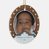 水玉模様男の赤ちゃん初めてのクリスマスフォトオーナメント セラミックオーナメント (右)