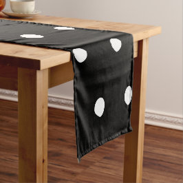 水玉模様白黒パタエレガントンはっきりした ショートテーブルランナー