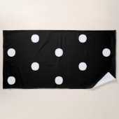 水玉模様白黒ビッグはっきりしたパタエレガントーン ビーチタオル (正面)
