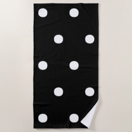 水玉模様白黒ビッグはっきりしたパタエレガントーン ビーチタオル