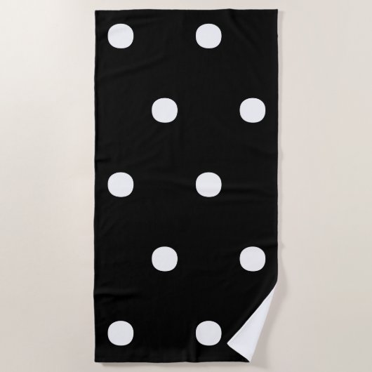 水玉模様白黒ビッグはっきりしたパタエレガントーン ビーチタオル (正面)