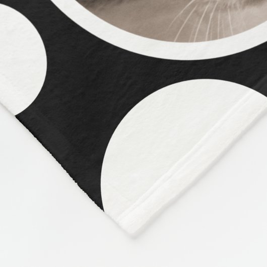 水玉模様白黒モノグラム14フォトコラージュ フリースブランケット (角)