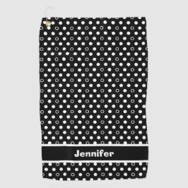 水玉模様白黒 ゴルフタオル