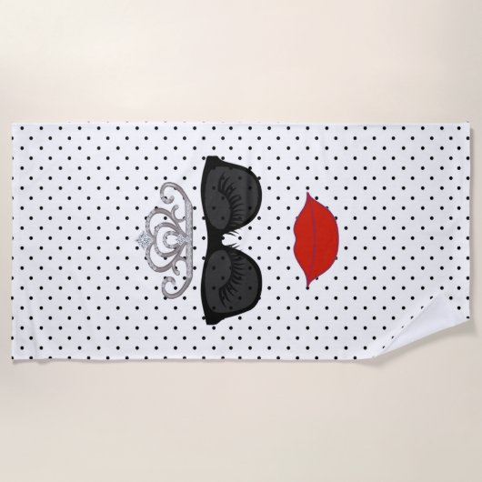 水玉模様私は衣服私のティアラパーティービーチタオル ビーチタオル (正面)