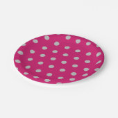 水玉模様紙プレート（ホットピンク&グレー） ペーパープレート (アングル)