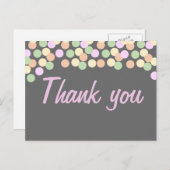 水玉模様紙吹雪ありがとうポストカード ポストカード (正面/裏面)