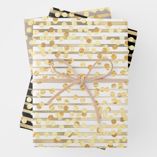 水玉模様紙吹雪白黒灰色パターン ラッピングペーパーシート (インサイチュ)