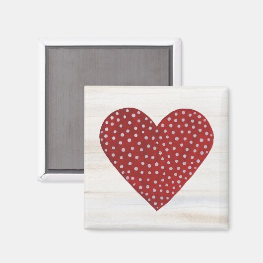水玉模様素朴バレンタインハート マグネット (正面/裏面)