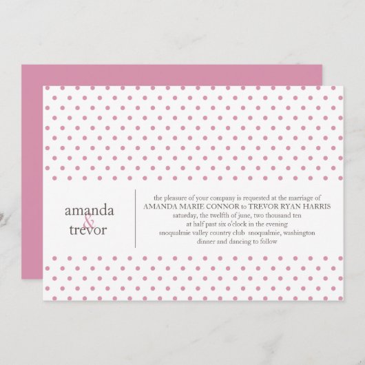 水玉模様結婚式招待状 招待状 (正面/裏面)