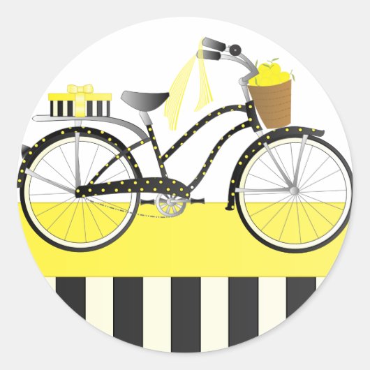 水玉模様自転車 ラウンドシール (正面)