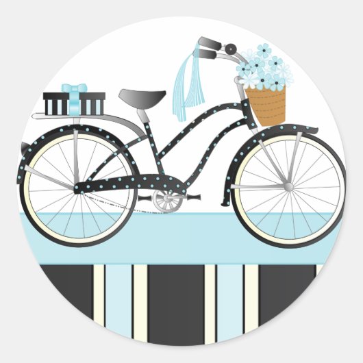 水玉模様自転車 ラウンドシール (正面)