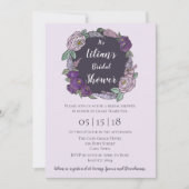 水玉模様薄紫&ラベンダーフローラブライダルシャワー 招待状 (正面)