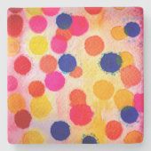 水玉模様虹色 ストーンコースター (正面)
